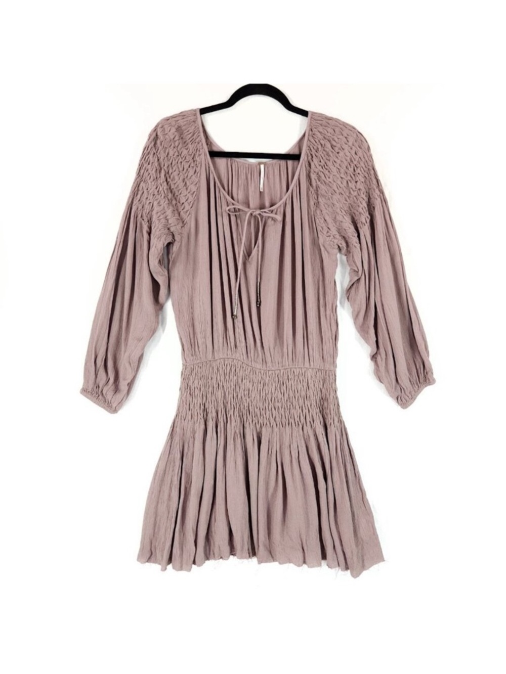 Mauve Smocked Waist Boho Dress